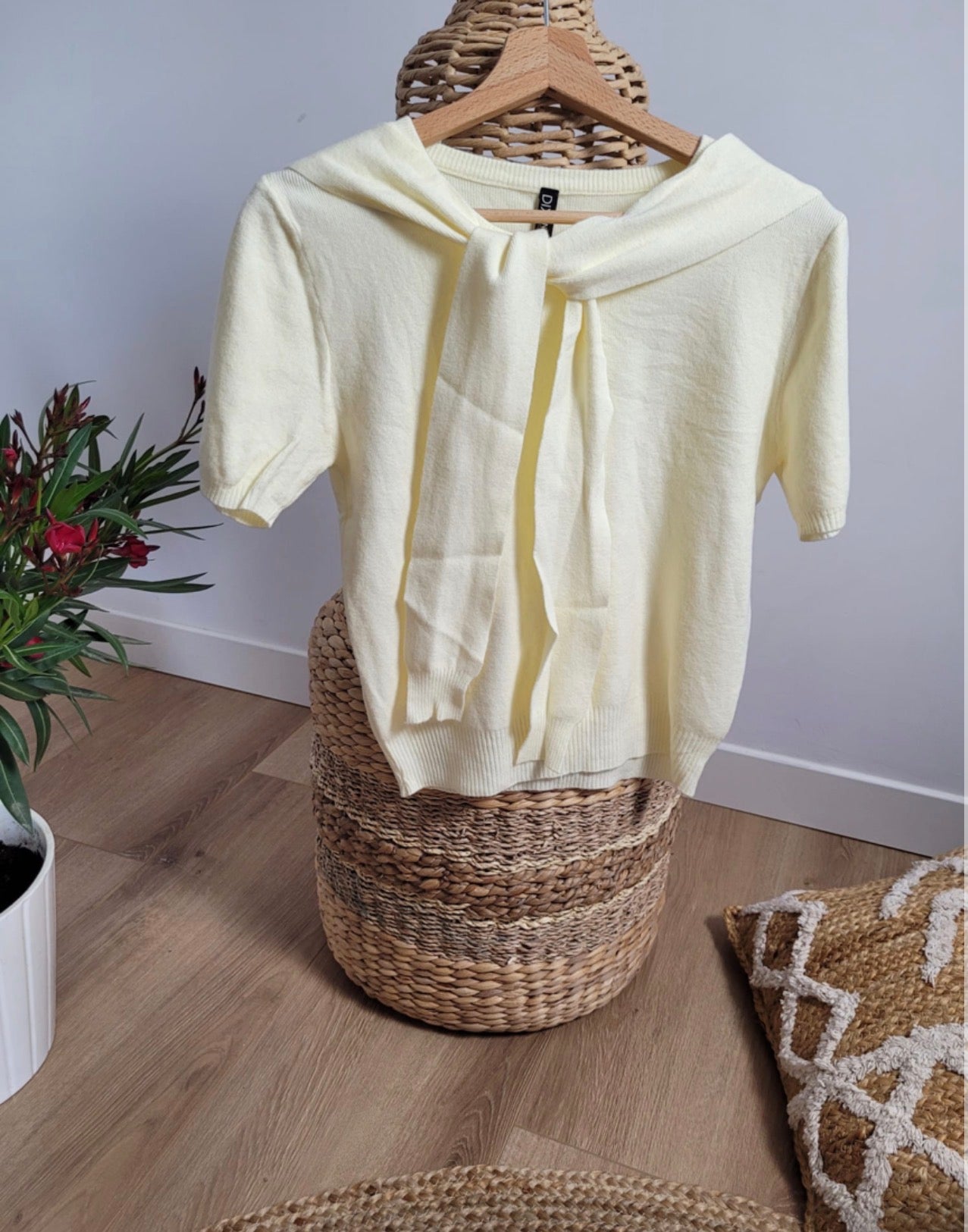 Rose - Pull Fin Manches Courtes
