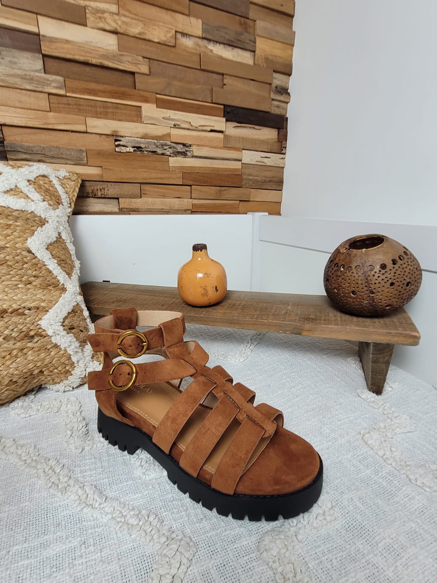 Camilo - Sandales Findlay suédine camel style spartiates