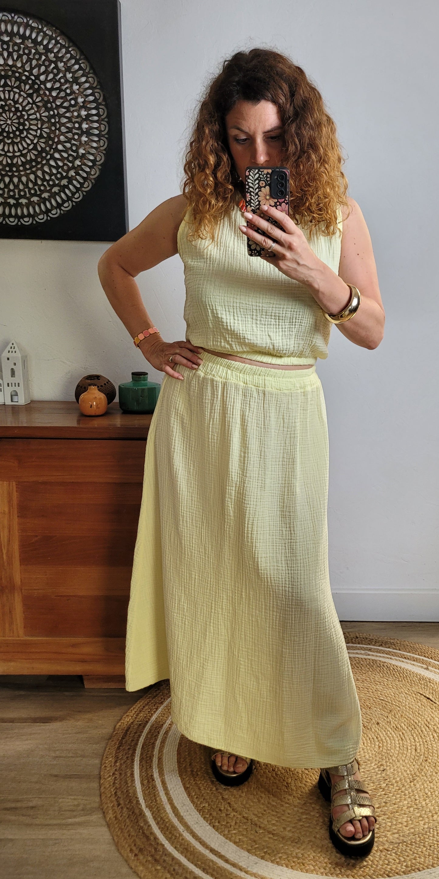 Gaya - Ensemble top et jupe gaze de coton