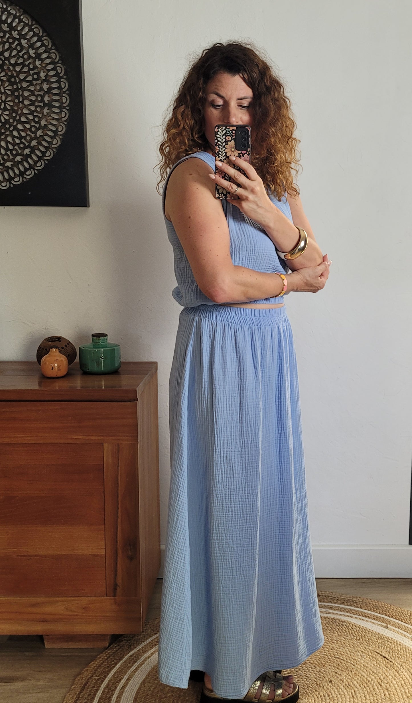 Gaya - Ensemble top et jupe gaze de coton