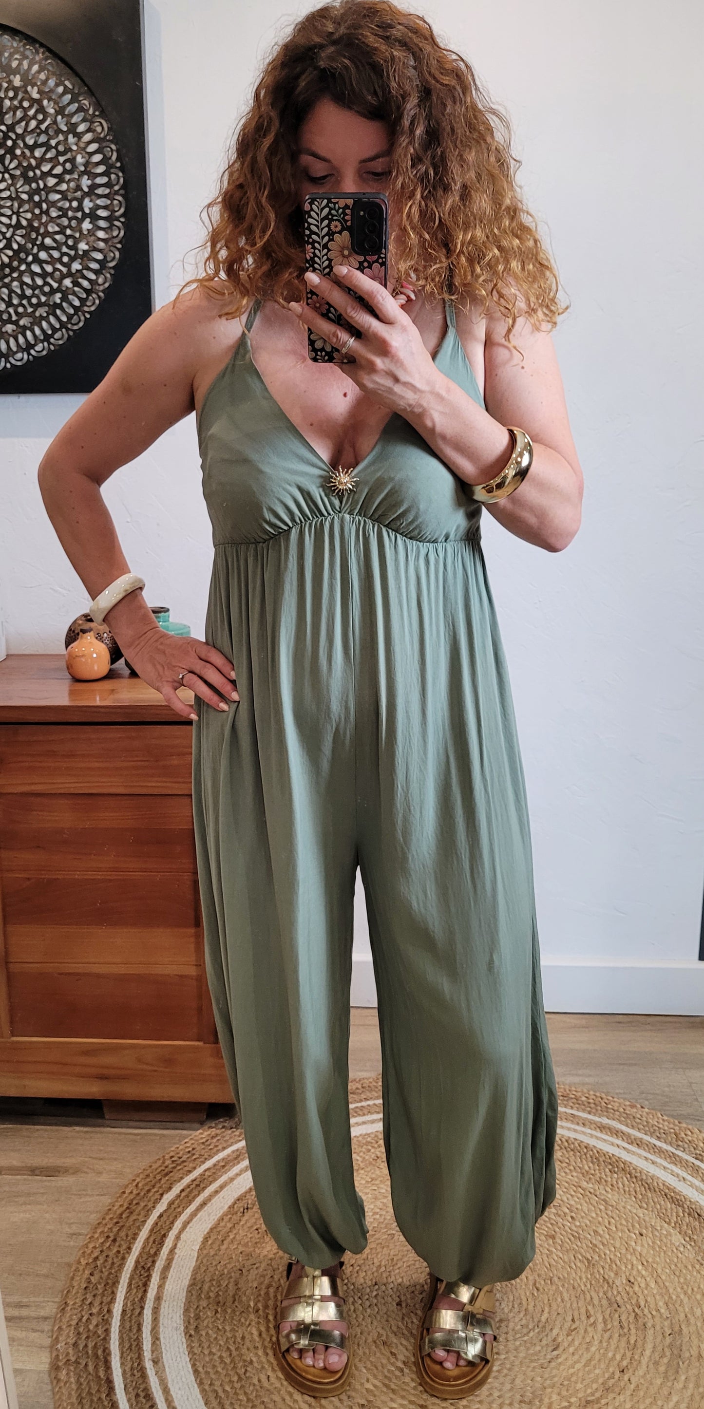 Carla - Combinaison intégrale sarouel avec broche décorative